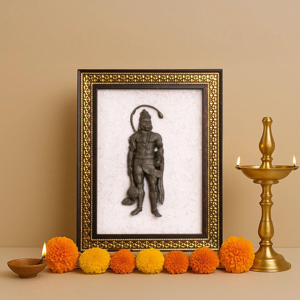 Pyrite Hanuman Ji With Selenite Plate