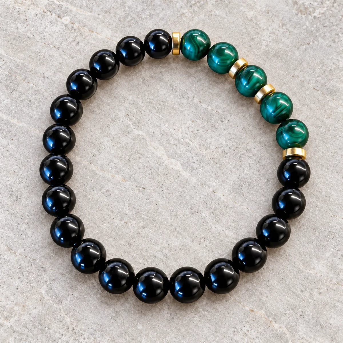 Black Obsidian with Malachite 8mm Bracelet