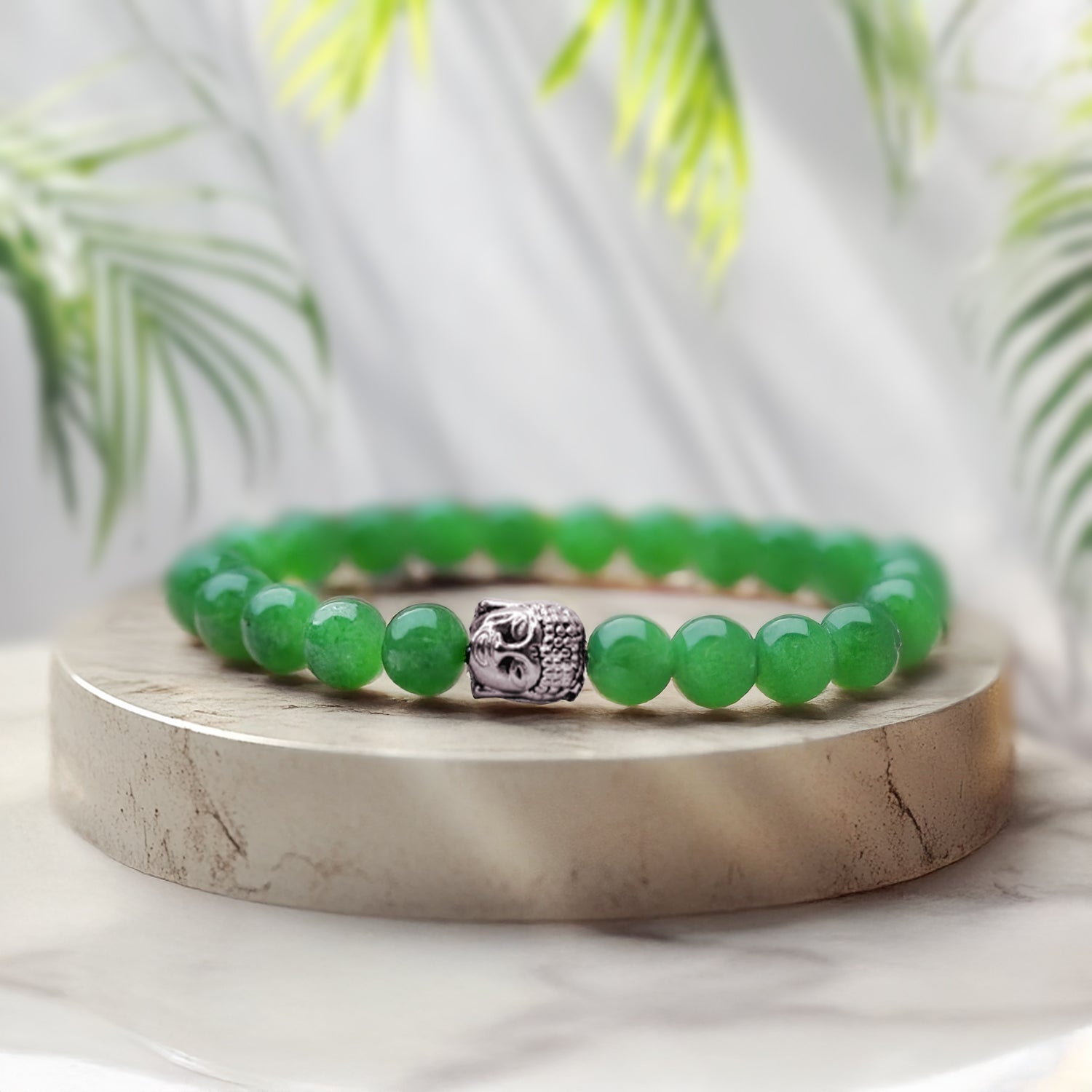 Green Jade Bracelet with Buddha