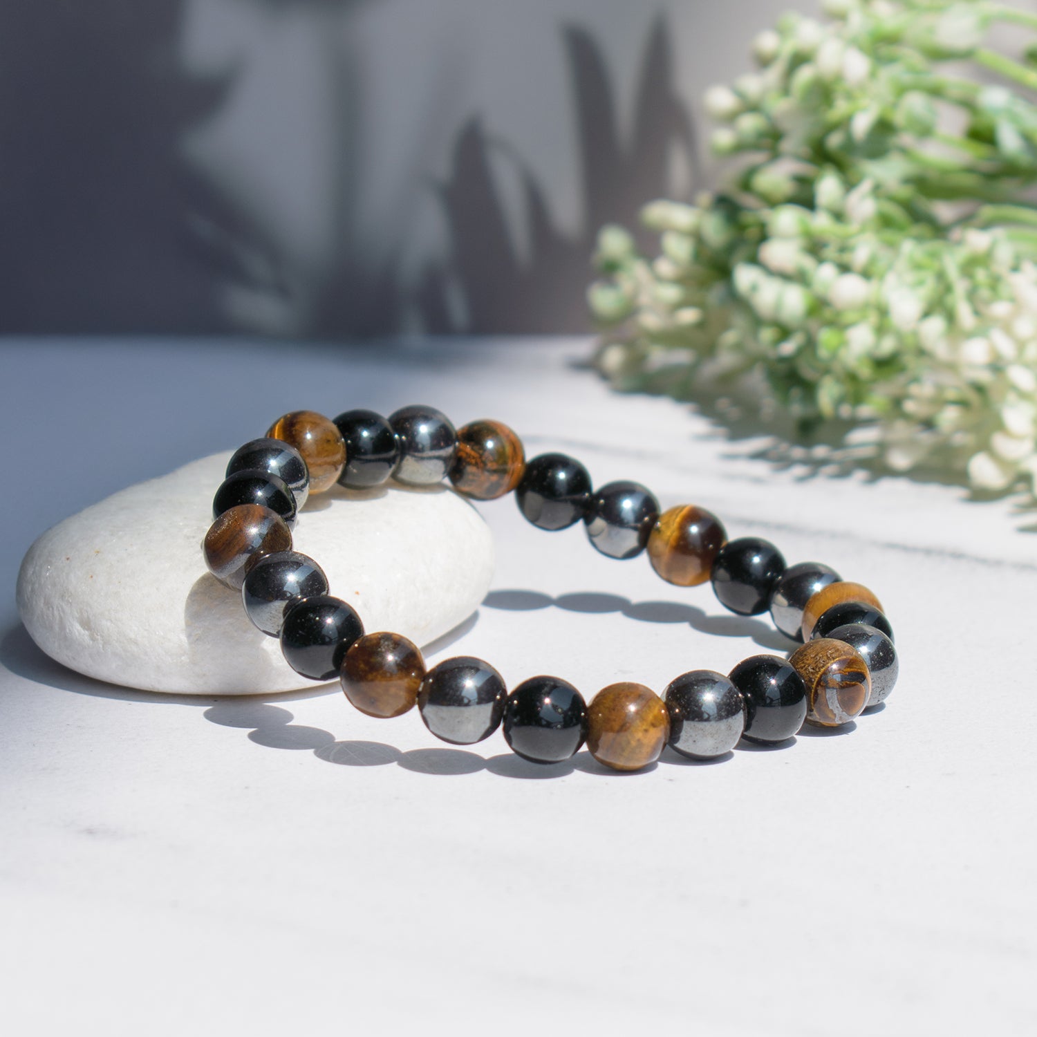 Pyrite Hematite Obsidian And Tiger Eye Bracelet Triple Protection