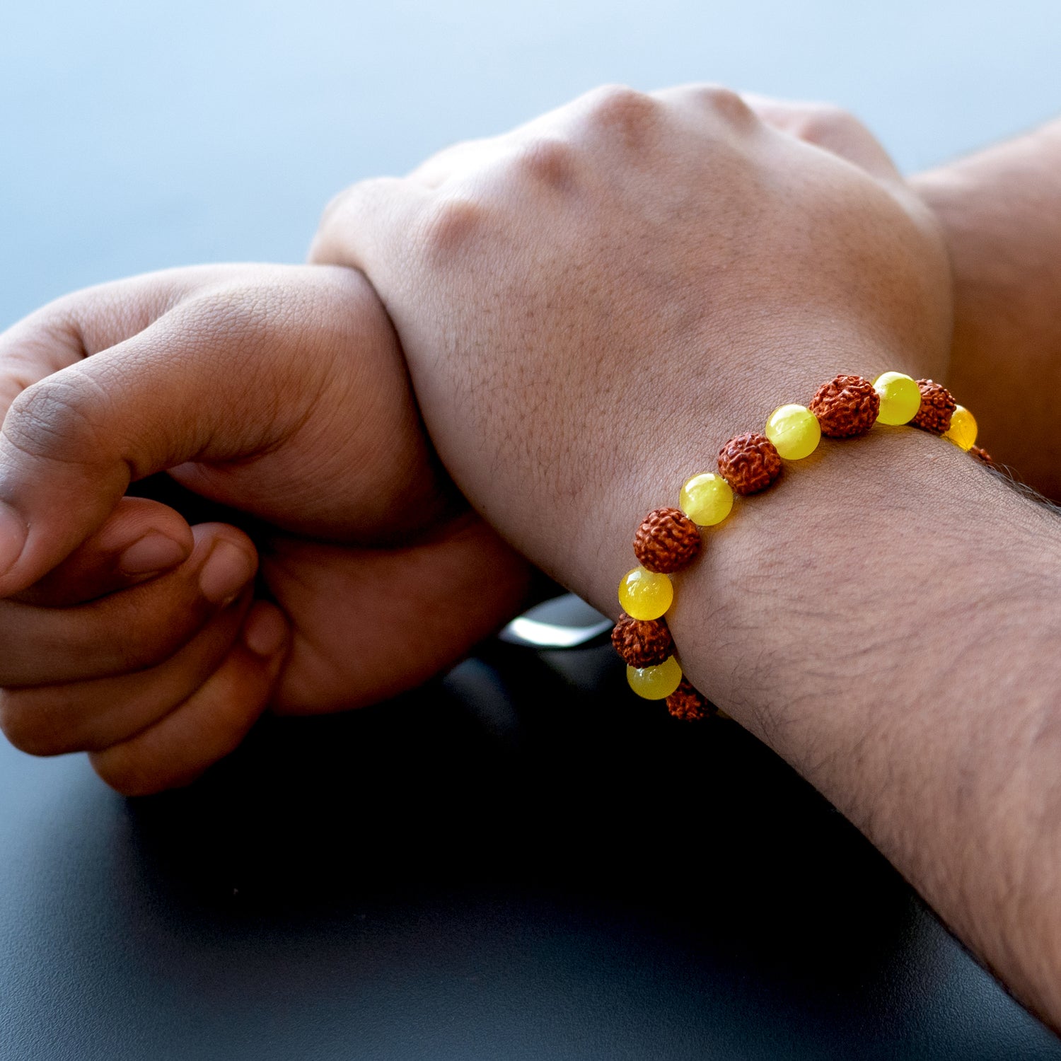 5 Mukhi Rudraksha Yellow Aventurine Bracelet