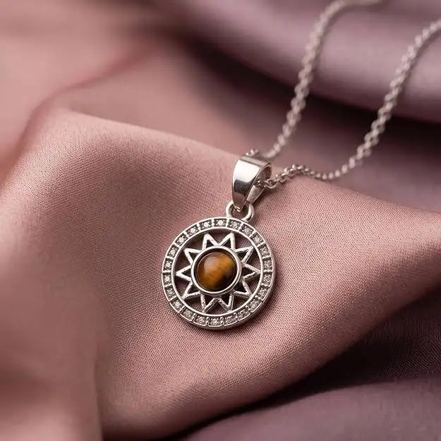 Morva Anti Tarnish Sunspell Tiger Eye Pendant for Women