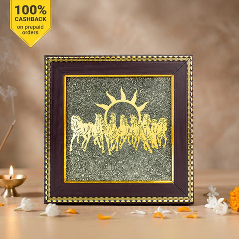 7 Horses on Raw Pyrite Frame