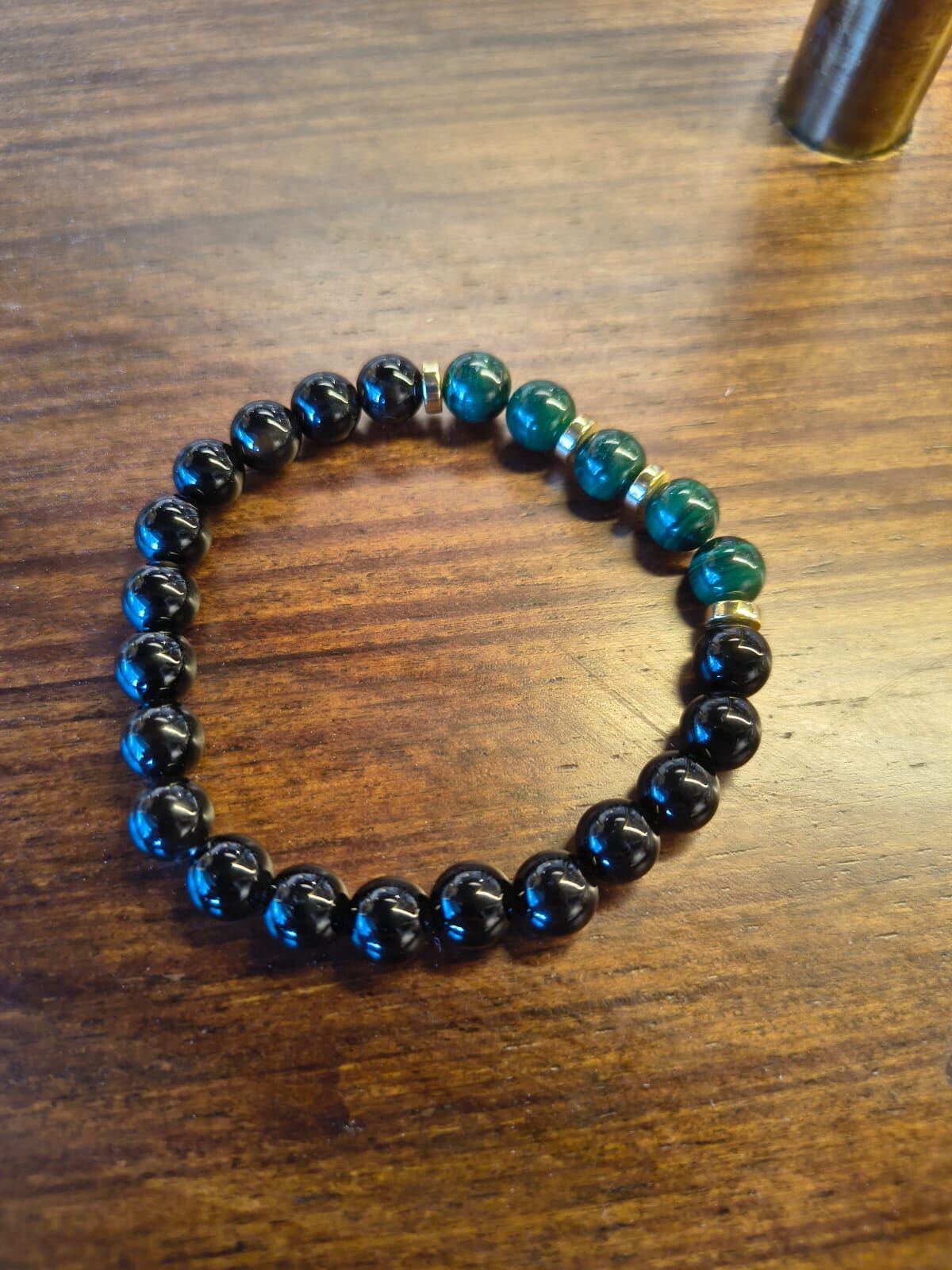 Black Obsidian with Malachite 8mm Bracelet