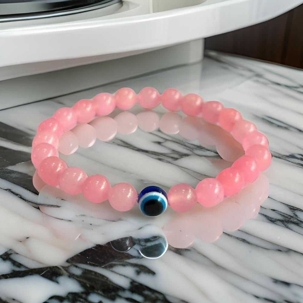 RoseQuartzwithEvilEyeBracelet