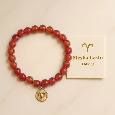 Carnelian Bracelet with Charm (Mesha Rashi) Aries