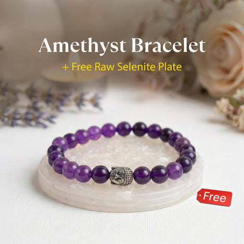 Amethyst Bracelet with FREE Raw Selenite Plate