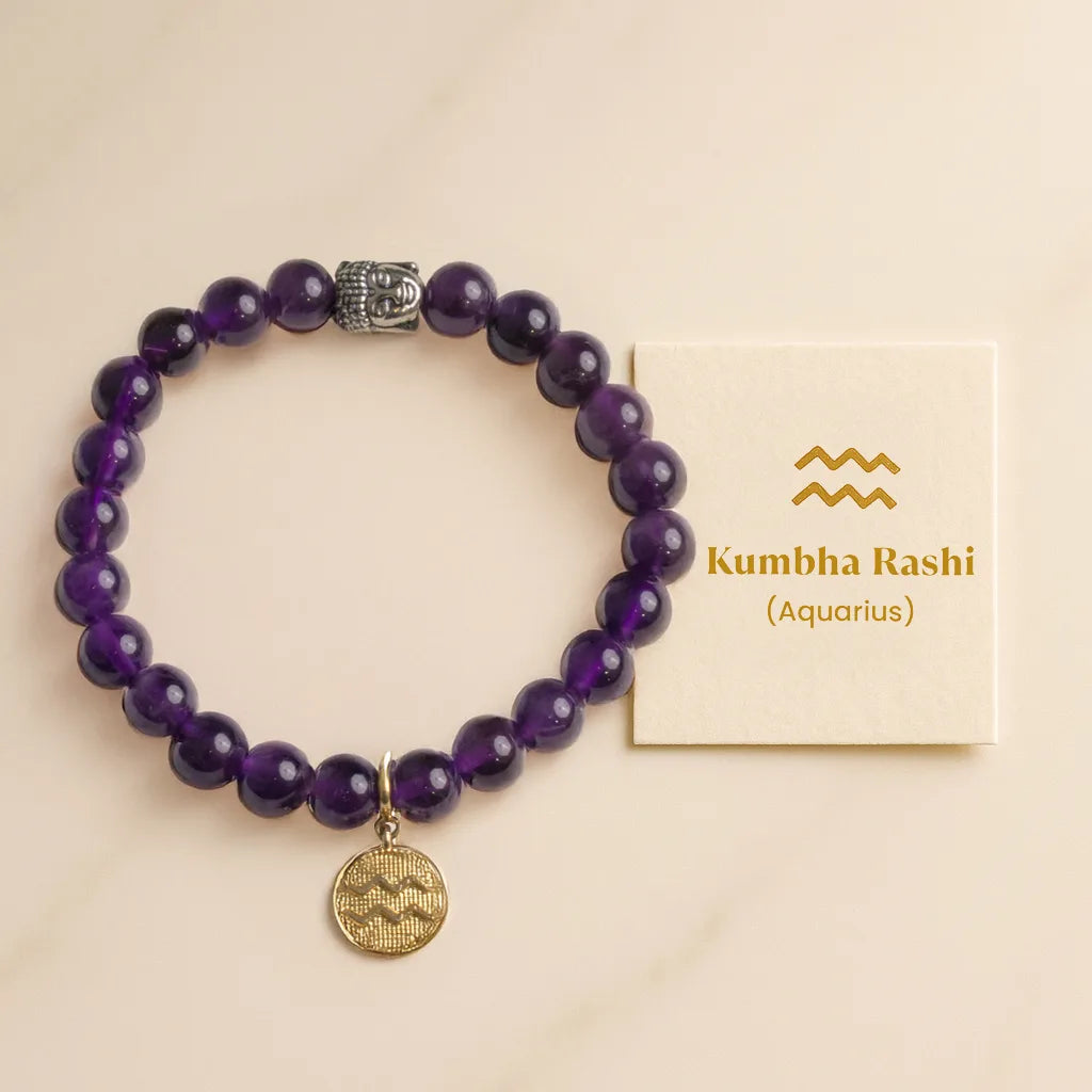 Amethyst Bracelet with Charm (Kumbha Rashi) Aquarius