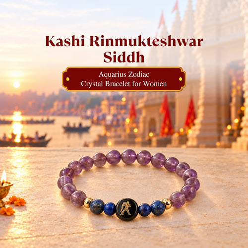 Rinmukteshwar Siddh Aquarius Zodiac Bracelet for Women with Free Raw Selenite Plate