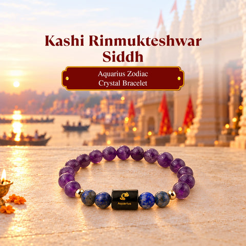 Rinmukteshwar Siddh Aquarius Zodiac Bracelet With FREE Raw Selenite Plate