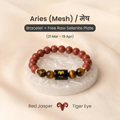 Aries (मेष राशि) Zodiac Red Jasper & Tiger Eye Bracelet