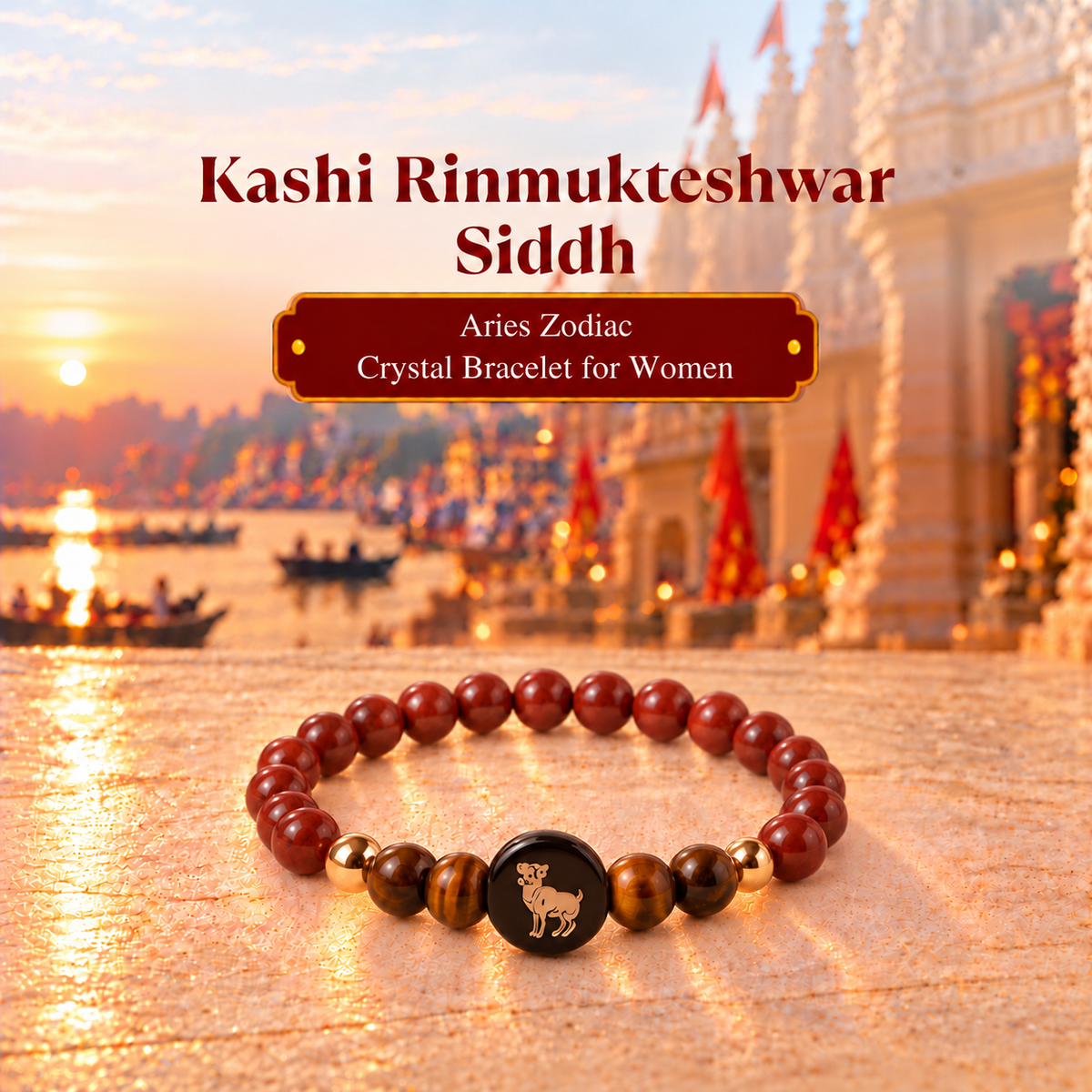 Rinmukteshwar Siddh Aries Zodiac Bracelet for Women with Free Raw Selenite Plate