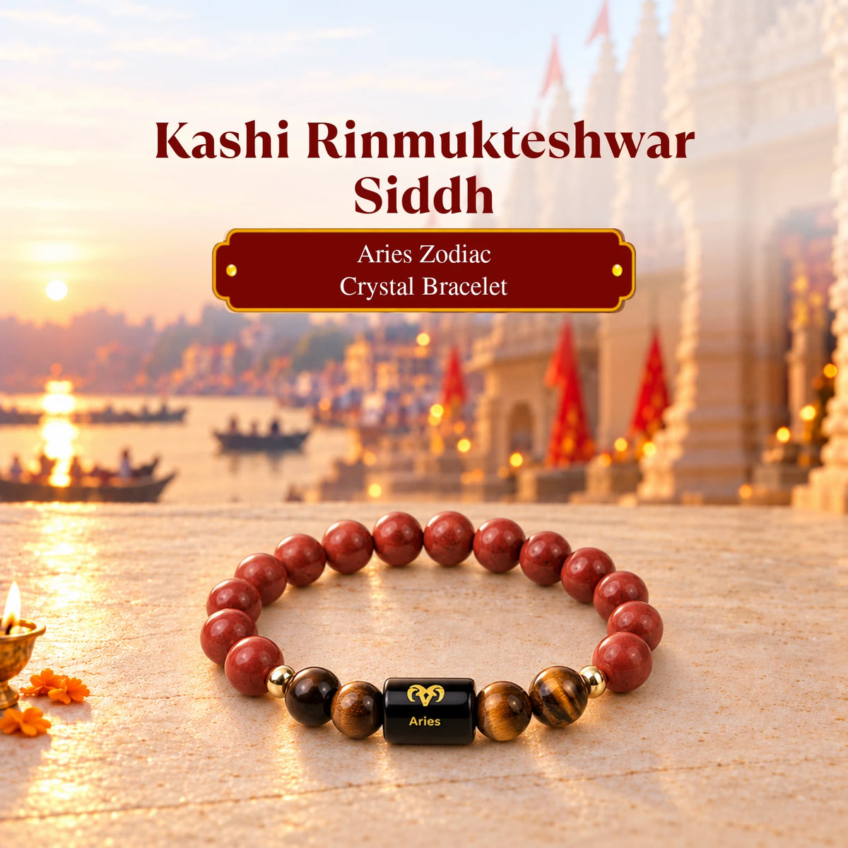 Rinmukteshwar Siddh Aries Bracelet With FREE Raw Selenite Plate