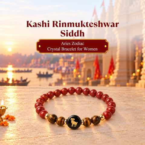 Rinmukteshwar Siddh Aries Zodiac Bracelet for Women with Free Raw Selenite Plate