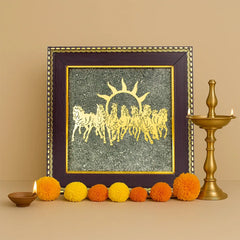7 Horses on Raw Pyrite Frame