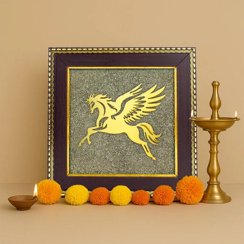 Flying Horse on Raw Pyrite Frame