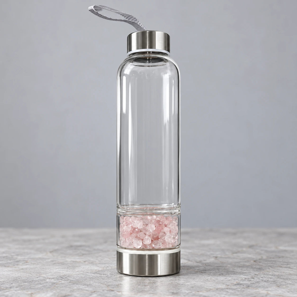 Crystal glass bottle (Rose Quartz)