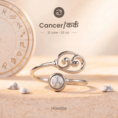 Cancer Zodiac Ring with Howlite