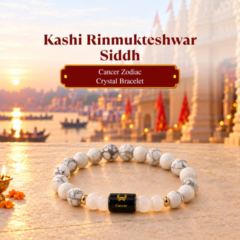 Rinmukteshwar Siddh Cancer Zodiac Bracelet With FREE Raw Selenite Plate