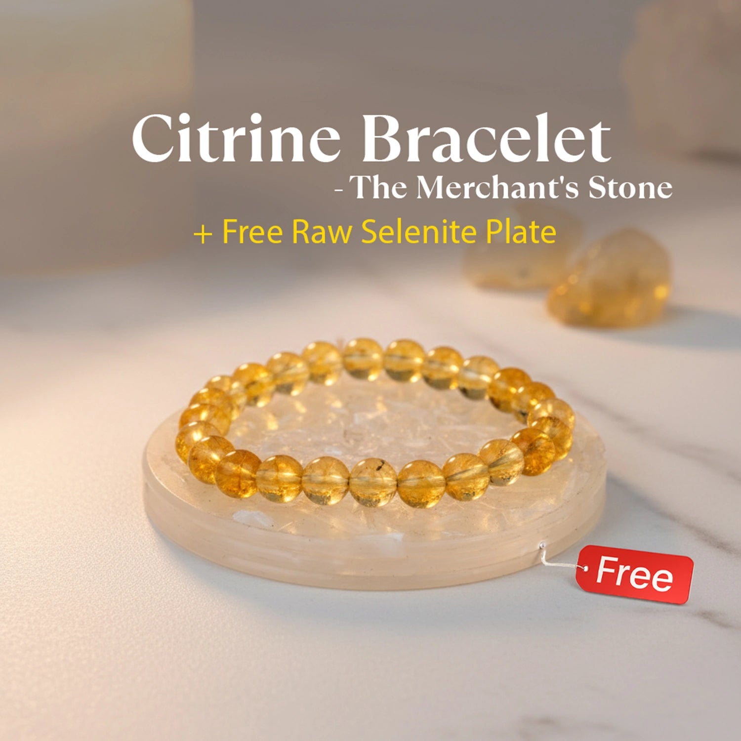 Citrine Bracelet with FREE Raw Selenite Plate