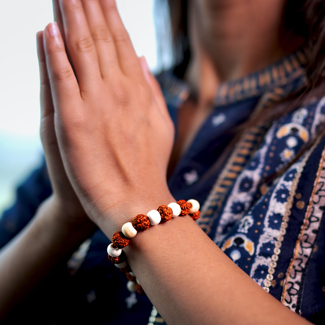 5 Mukhi Rudraksha Tulsi Bracelet