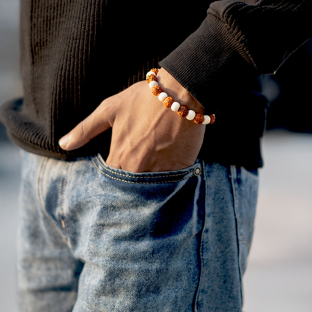 5 Mukhi Rudraksha Tulsi Bracelet