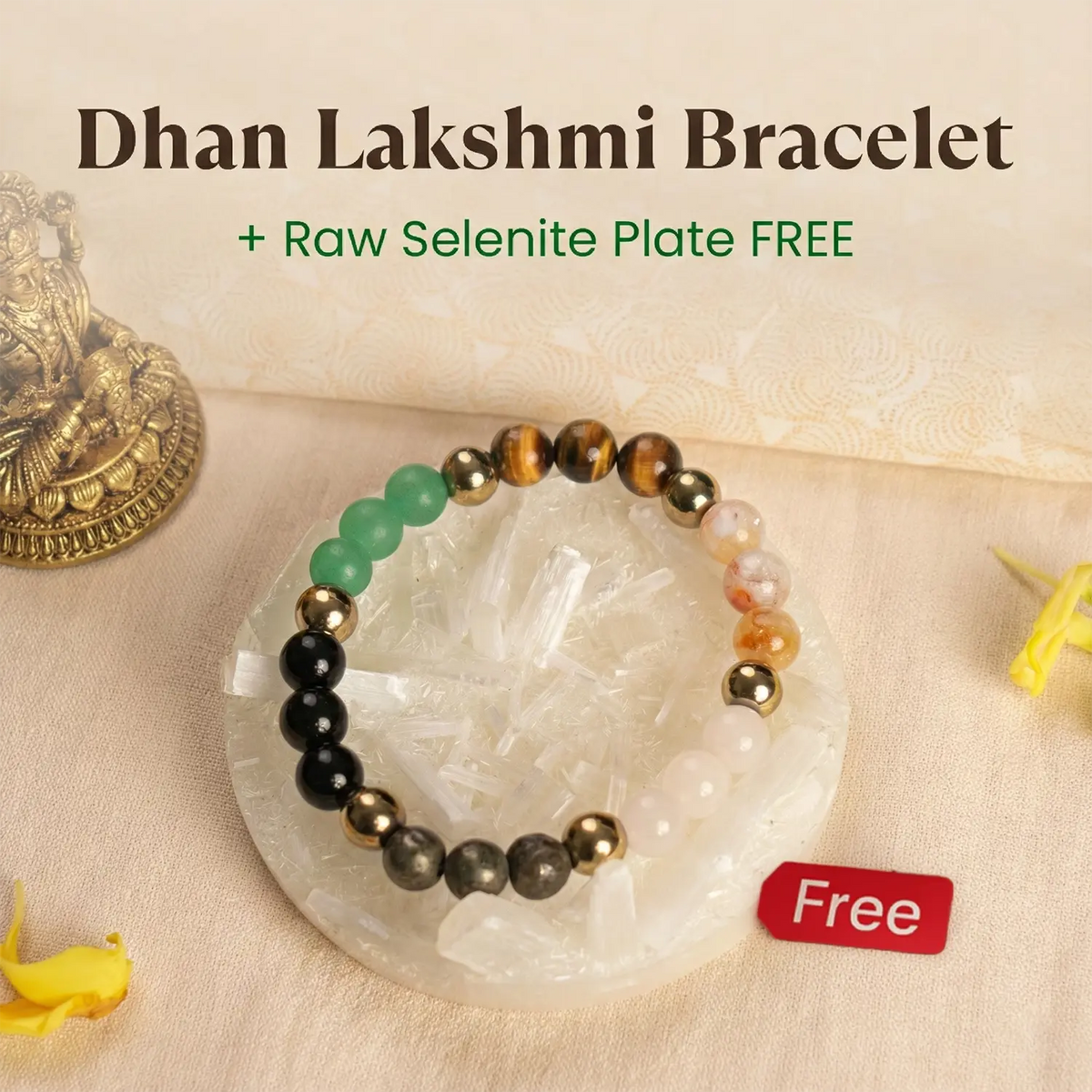 Dhan Lakshmi Bracelet with Free Raw Selenite Plate