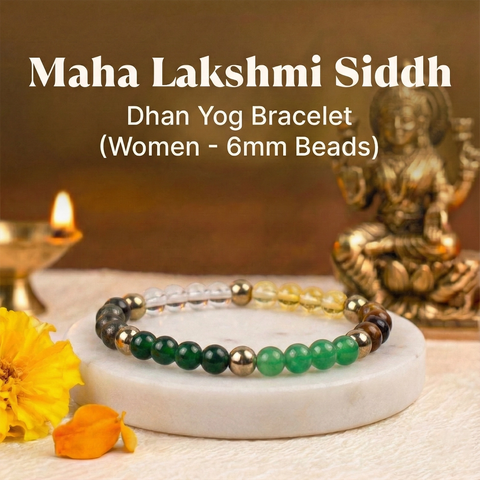 Maha Lakshmi Siddh Dhan Yog Bracelet (Women - 6mm Beads)