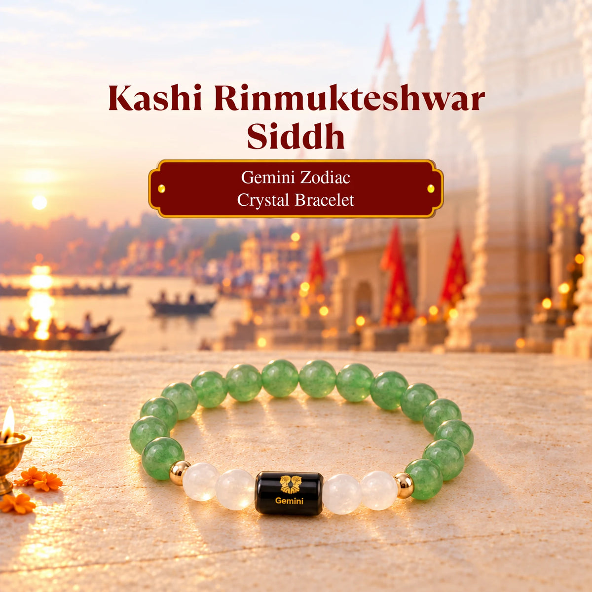 Rinmukteshwar Siddh Gemini Zodiac Bracelet With FREE Raw Selenite Plate