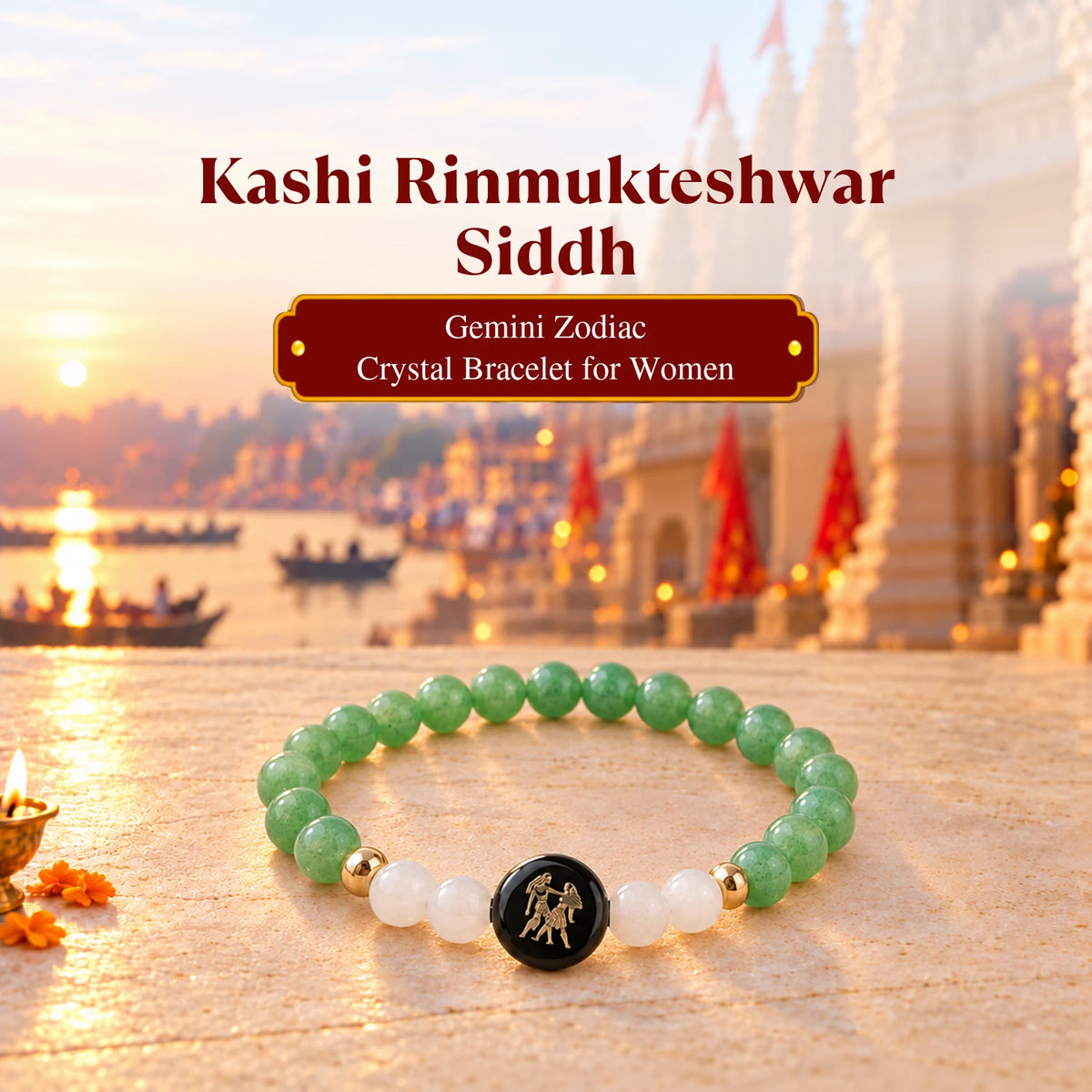 Rinmukteshwar Siddh Gemini Zodiac Bracelet for Women with Free Raw Selenite Plate