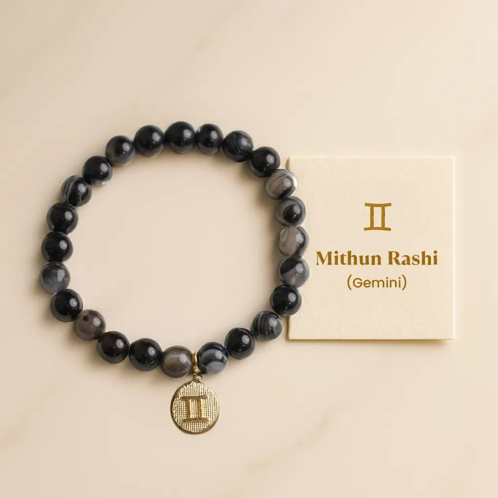 Agate Bracelet with Charm (Mithun Rashi) Gemini