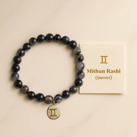 Agate Bracelet with Charm (Mithun Rashi) Gemini
