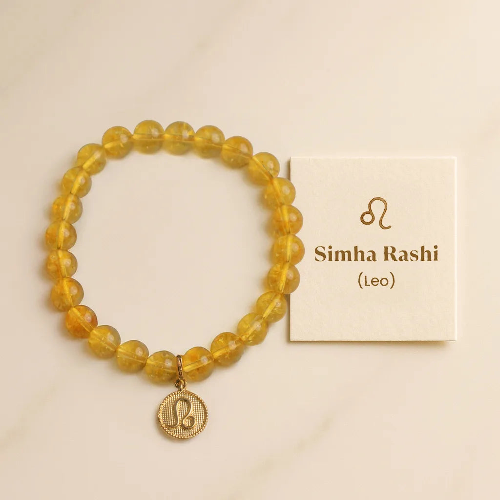 Citrine Bracelet with Charm (Simha Rashi) Leo