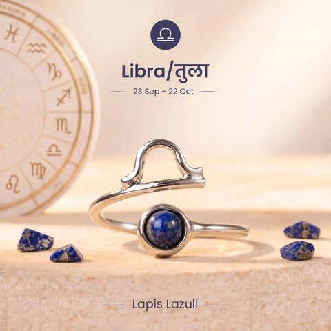 Libra Zodiac Ring with Lapis Lazuli