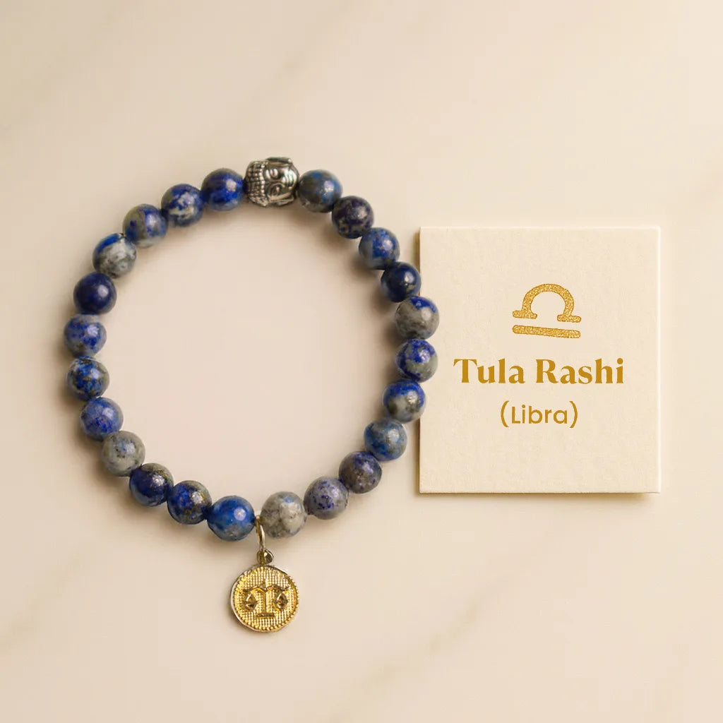 Lapis Lazuli Bracelet with Charm (Tula Rashi) Libra