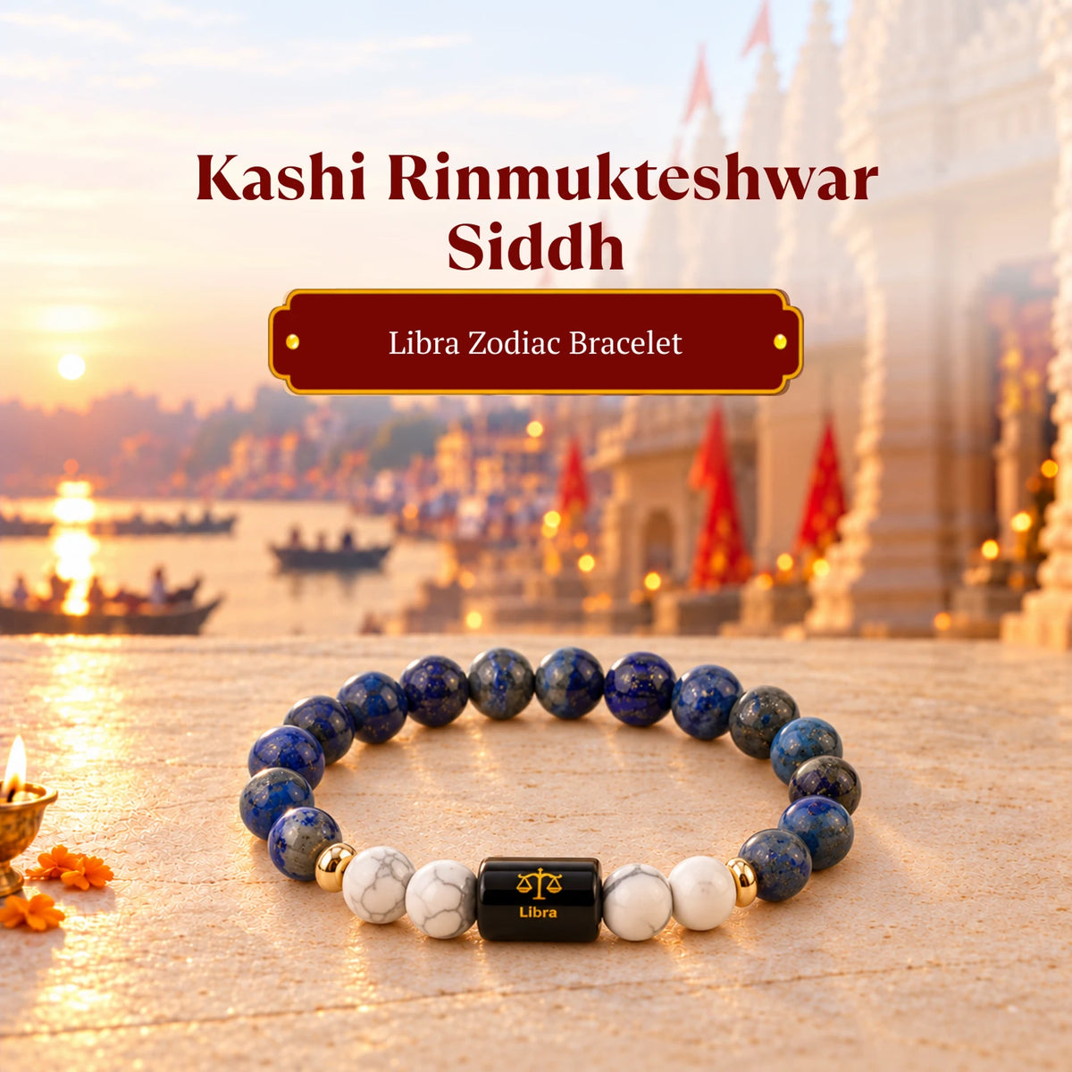 Rinmukteshwar Siddh Libra Zodiac Bracelet With FREE Raw Selenite Plate