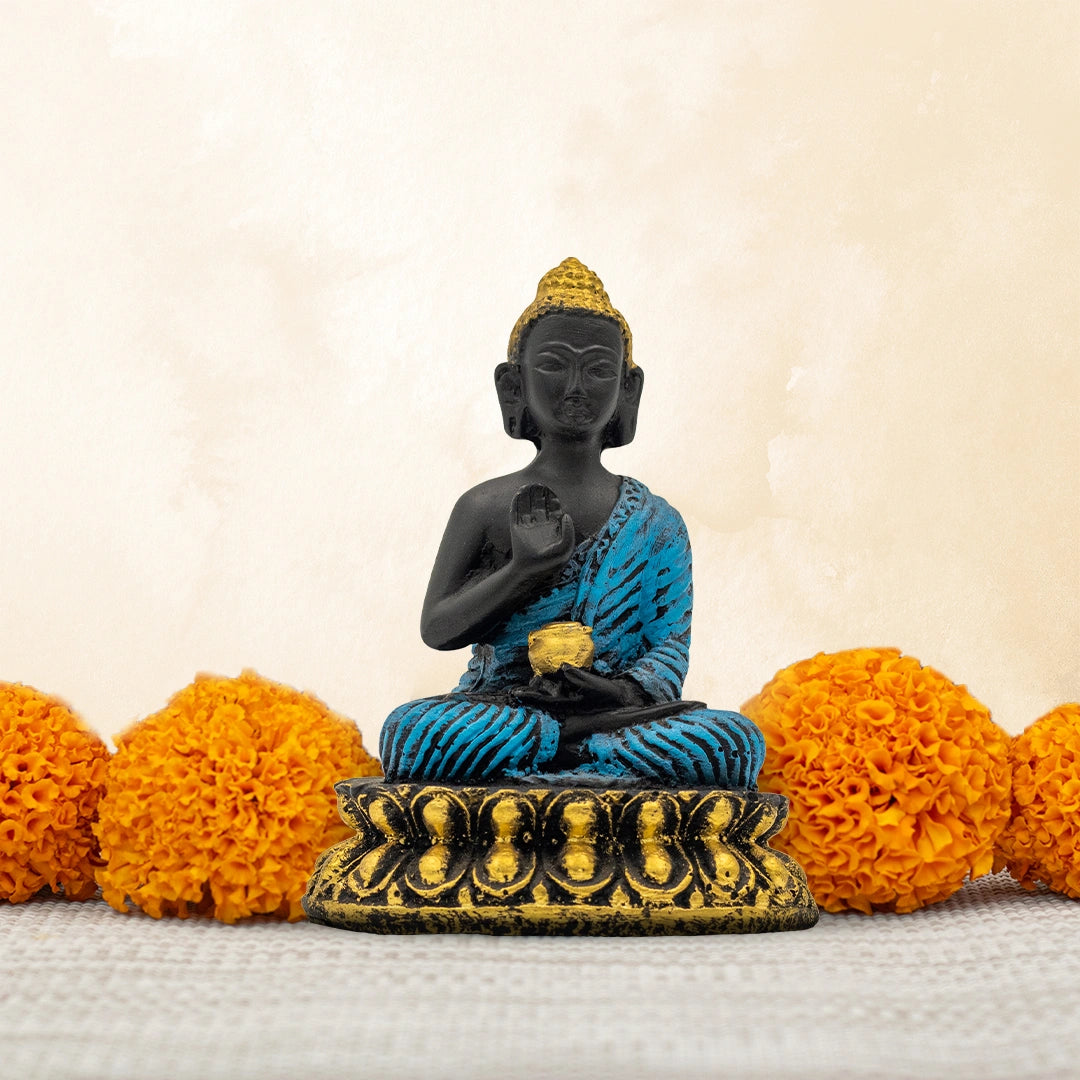 Blue Meditating Buddha Murti