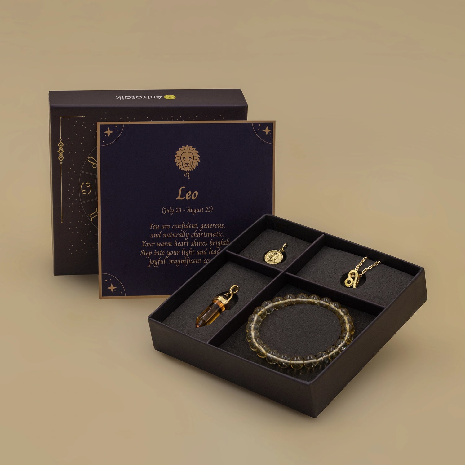 Leo Zodiac Box with Citrine Crystal Jewellery
