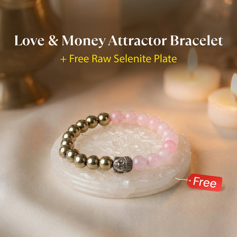 Love & Money Attractor Bracelet with FREE Raw Selenite Plate