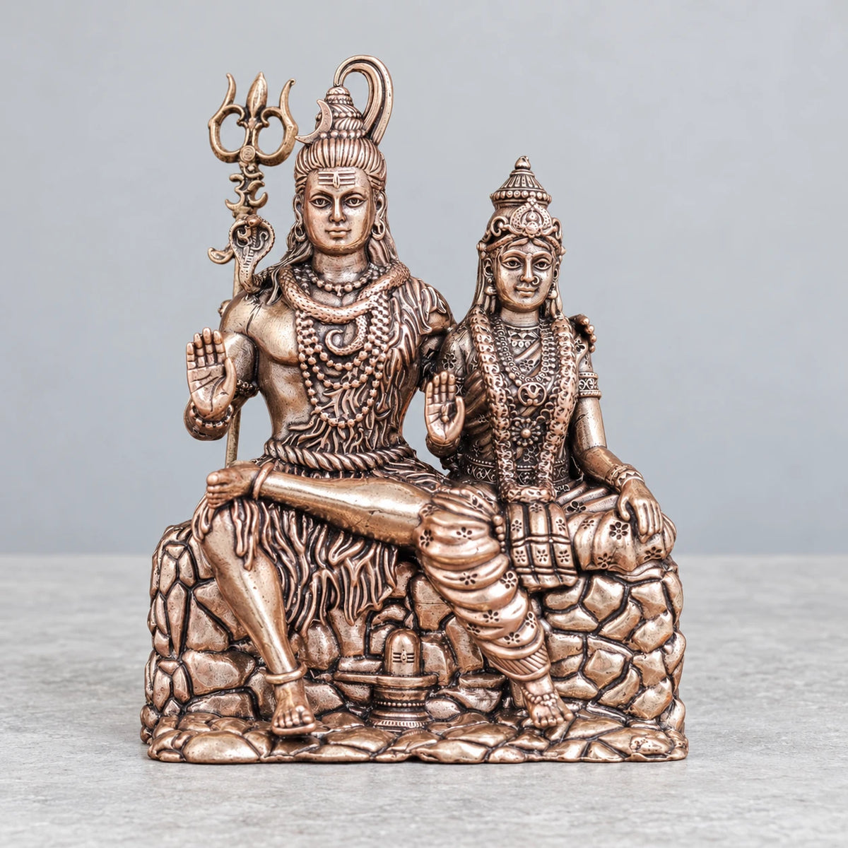 Brass Superfine Shiva Parvati Idol For Temple Decor 4 Inch