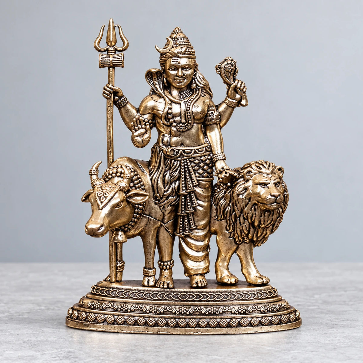 Brass Superfine Ardhanarishvara Statue Shiva Shakti Idol 4.5 Inch