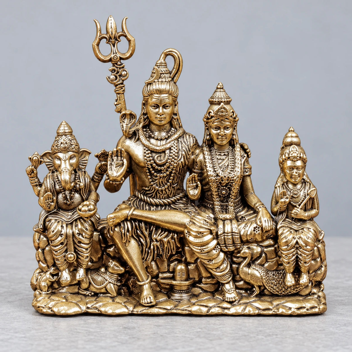 Brass Superfine Complete Shiv Parivar Idol 4 Inch