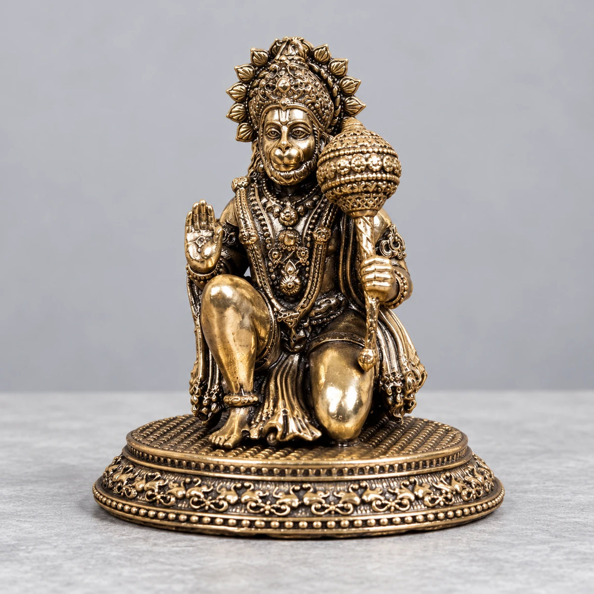 Brass Superfine Blessing Hanuman Idol 3.5 Inch