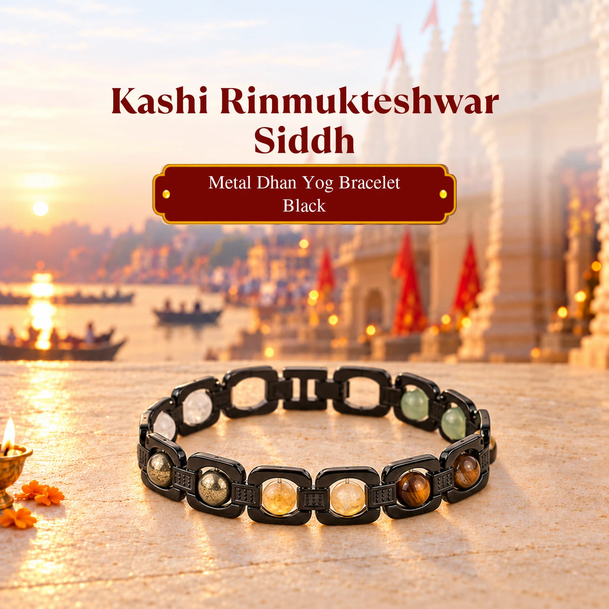 Rinmukteshwar Siddh Metal Dhan Yog Bracelet - Black