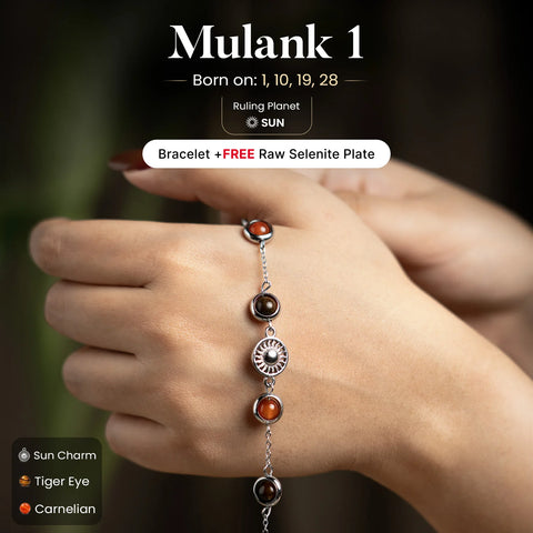 Mulank 1 Sun Crystal Bracelet with FREE Raw Selenite Plate