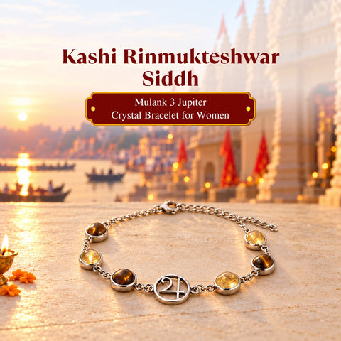 Rinmukteshwar Siddh Mulank 3 Jupiter Bracelet with FREE Raw Selenite Plate