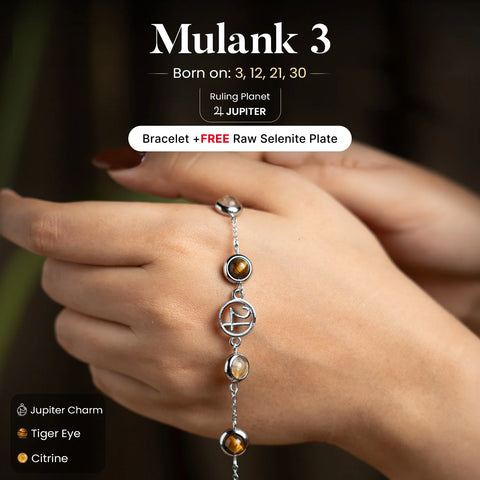 Mulank 3 Jupiter Crystal Bracelet with FREE Raw Selenite Plate