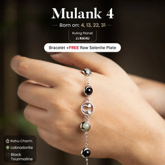 Mulank 4 Rahu Crystal Bracelet with FREE Raw Selenite Plate