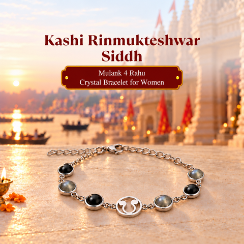 Rinmukteshwar Siddh Mulank 4 Rahu Bracelet with FREE Raw Selenite Plate