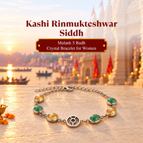 Rinmukteshwar Siddh Mulank 5 Budh Bracelet with FREE Raw Selenite Plate